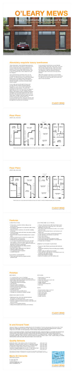 Nel Pallay OLeary Mews Townhomes e brochure