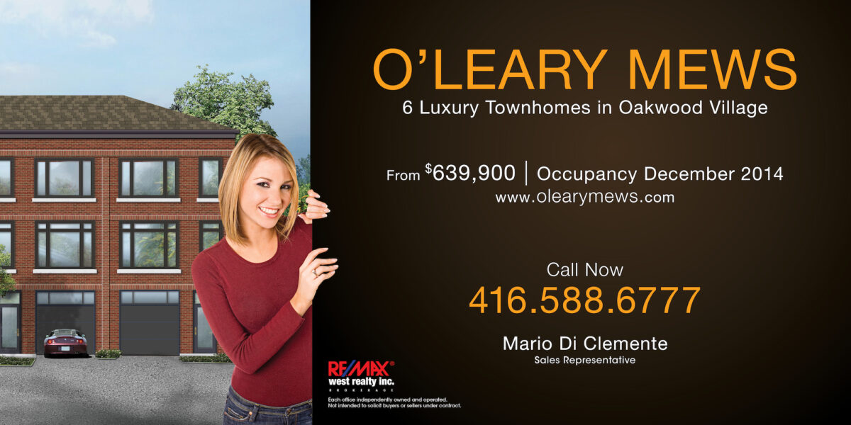 Nel Pallay OLeary Mews Townhomes sign